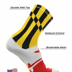 TCK Lacrosse Socks Maryland Flag Crew Socks