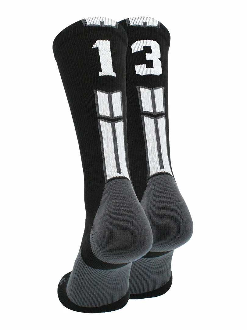 Buy โญ MadSportsStuff Black Player ID Custom Number Crew ๐งฆ Socks For ๐ Basketball Lacrosse Volleyball Boys And ๐ง Girls ๐ 65 MadSportsStuff Black Player ID Custom Number Crew Socks For Basketball Lacrosse Volleyball Boys And Girls