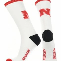 TCK Nebraska Cornhuskers Socks Basic Crew White Socks All Schools