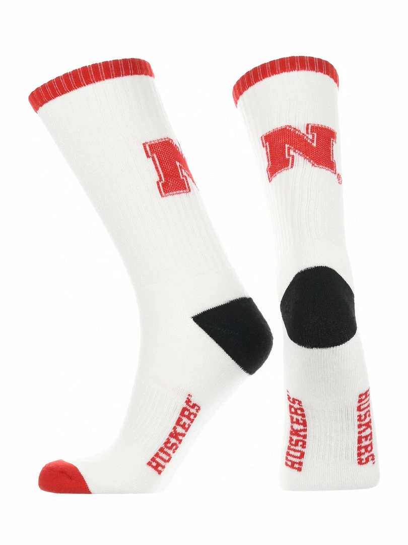 Flash Sale ๐ TCK Nebraska Cornhuskers ๐งฆ Socks Basic Crew White ๐งฆ Socks All Schools ๐คฉ 2 TCK Nebraska Cornhuskers Socks Basic Crew White Socks All Schools