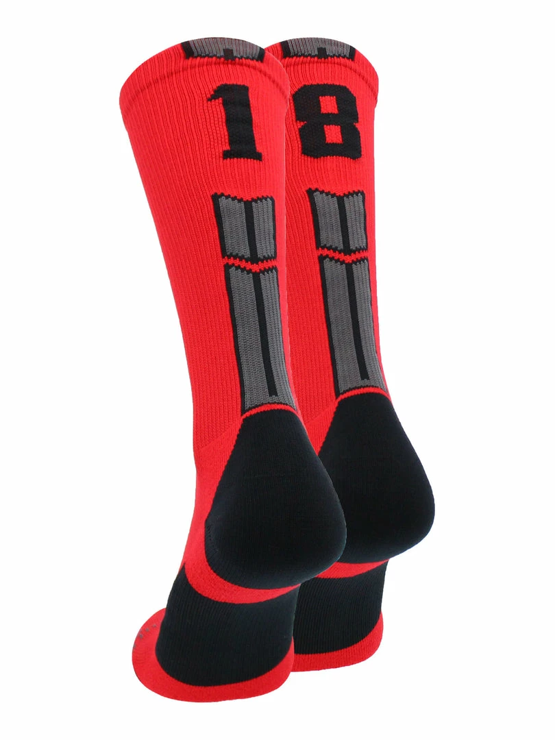 Promo ๐ MadSportsStuff Red And Black Player ID Custom Number Crew ๐งฆ Socks For ๐ Basketball Lacrosse Volleyball Boys And ๐ง Girls Volleyball ๐งฆ Socks โจ 60 MadSportsStuff Red And Black Player ID Custom Number Crew Socks For Basketball Lacrosse Volleyball Boys And Girls Volleyball Socks