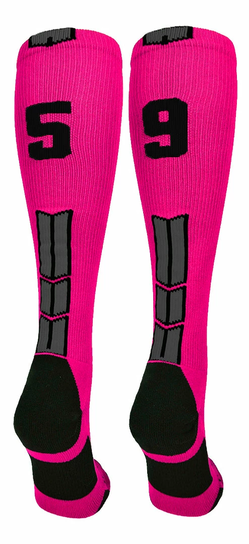 Discount ๐ฅ MadSportsStuff Neon Pink And Black Player ID Custom Number Over The Calf ๐งฆ Socks For ๐ฅ Softball โพ Baseball Football Boys And ๐ง Girls โพ Baseball ๐งฆ Socks ๐ 21 MadSportsStuff Neon Pink And Black Player ID Custom Number Over The Calf Socks For Softball Baseball Football Boys And Girls Baseball Socks