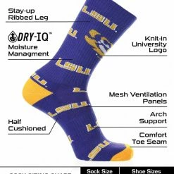 Flash Sale ๐ TCK All Schools LSU Tigers ๐งฆ Socks Crew Length Sock Mayhem ๐ 6 TCK All Schools LSU Tigers Socks Crew Length Sock Mayhem