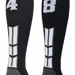 MadSportsStuff Black Player ID Custom Number Over The Calf Socks For Softball Baseball Football Boys And Girls