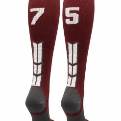 MadSportsStuff Maroon Player ID Custom Number Over The Calf Socks For Softball Baseball Football Boys And Girls Softball Socks