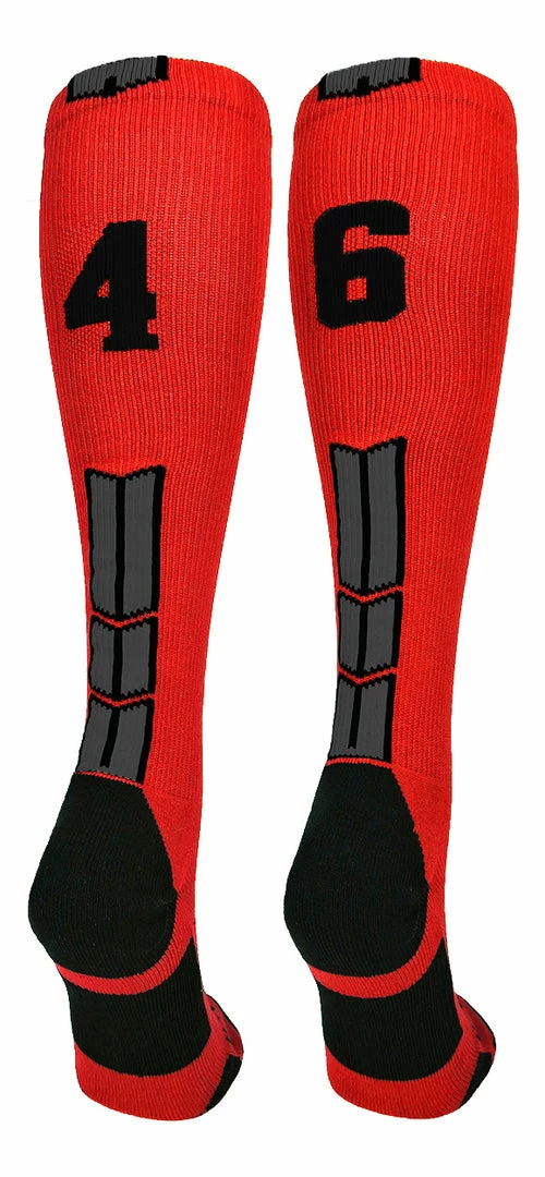 New ๐ MadSportsStuff Red And Black Player ID Custom Number Over The Calf ๐งฆ Socks For ๐ฅ Softball โพ Baseball Football Boys And ๐ง Girls โพ Baseball ๐งฆ Socks ๐ 84 MadSportsStuff Red And Black Player ID Custom Number Over The Calf Socks For Softball Baseball Football Boys And Girls Baseball Socks