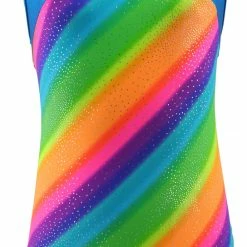 MadSportsStuff Leotards Keyhole Style Rainbow Sparkle Girls Gymnastics Leotard