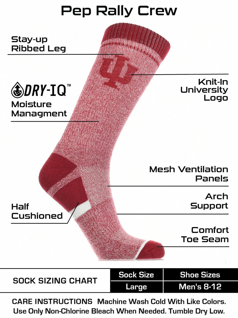 Flash Sale ๐ TCK Indiana Hoosiers ๐งฆ Socks Victory Parade Crew Length ๐ 3 TCK Indiana Hoosiers Socks Victory Parade Crew Length