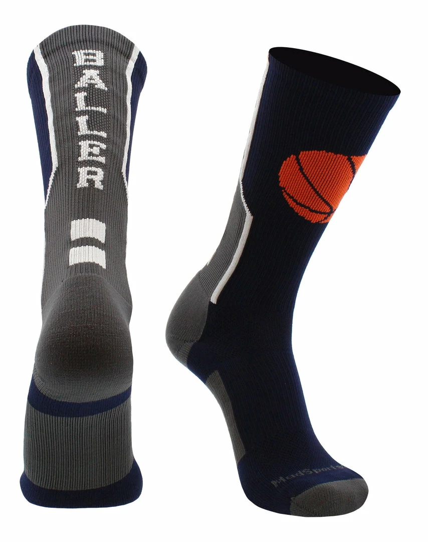 Flash Sale ๐คฉ MadSportsStuff Baller ๐ Basketball ๐งฆ Socks With ๐ Basketball Logo Crew Length ๐งจ 8 MadSportsStuff Baller Basketball Socks With Basketball Logo Crew Length