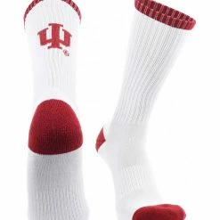 TCK All Schools Indiana Hoosiers Socks Basic Crew White Socks