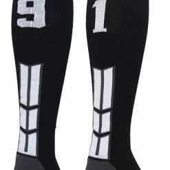 MadSportsStuff Black Player ID Custom Number Over The Calf Socks For Softball Baseball Football Boys And Girls