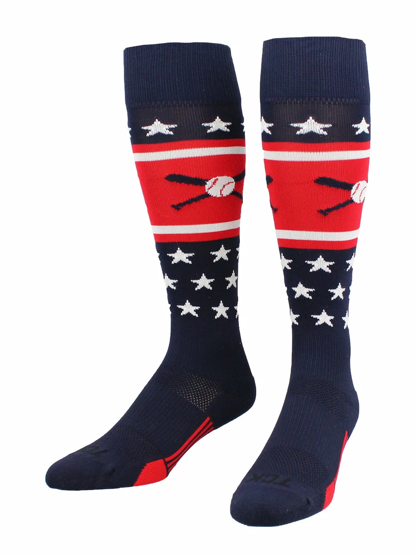 Buy ๐ TCK Patriotic USA โพ Baseball ๐งฆ Socks With โพ Baseball Bats Logo ๐ 6 TCK Patriotic USA Baseball Socks With Baseball Bats Logo