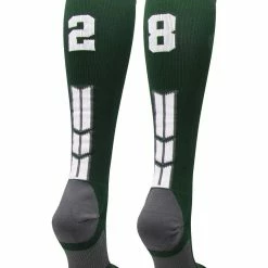 Hot Sale โ๏ธ MadSportsStuff Dark Green Player ID Custom Number Over The Calf ๐งฆ Socks For ๐ฅ Softball โพ Baseball Football Boys And ๐ง Girls ๐ 207 MadSportsStuff Dark Green Player ID Custom Number Over The Calf Socks For Softball Baseball Football Boys And Girls