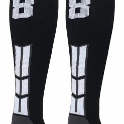 MadSportsStuff Black Player ID Custom Number Over The Calf Socks For Softball Baseball Football Boys And Girls