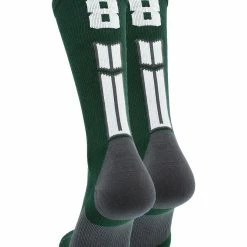 MadSportsStuff Dark Green Player ID Custom Number Crew Socks For Basketball Lacrosse Volleyball Boys And Girls Volleyball Socks