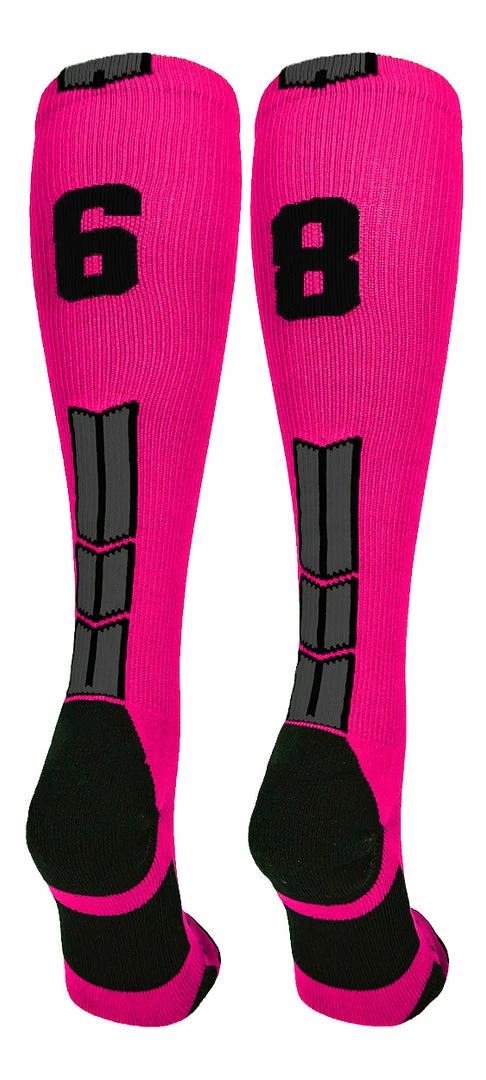 Discount ๐ฅ MadSportsStuff Neon Pink And Black Player ID Custom Number Over The Calf ๐งฆ Socks For ๐ฅ Softball โพ Baseball Football Boys And ๐ง Girls โพ Baseball ๐งฆ Socks ๐ 12 MadSportsStuff Neon Pink And Black Player ID Custom Number Over The Calf Socks For Softball Baseball Football Boys And Girls Baseball Socks