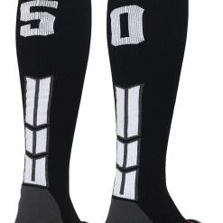 MadSportsStuff Black Player ID Custom Number Over The Calf Socks For Softball Baseball Football Boys And Girls