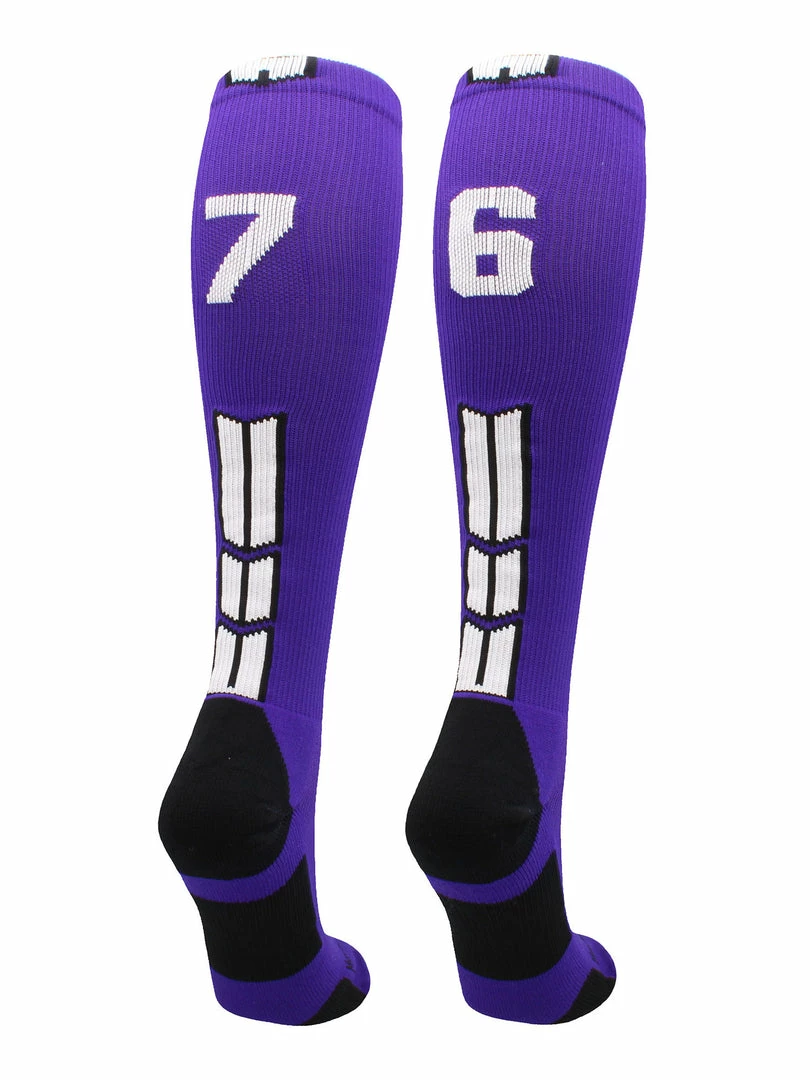 Discount ๐ MadSportsStuff Purple Player ID Custom Number Over The Calf ๐งฆ Socks For ๐ฅ Softball โพ Baseball Football Boys And ๐ง Girls ๐ฅ Softball ๐งฆ Socks ๐ 32 MadSportsStuff Purple Player ID Custom Number Over The Calf Socks For Softball Baseball Football Boys And Girls Softball Socks