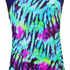 MadSportsStuff Keyhole Style Aqua Tie Dye Girls Gymnastics Leotard