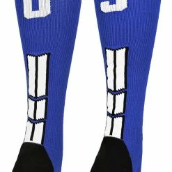 MadSportsStuff Baseball Socks Royal Player ID Custom Number Over The Calf Socks For Softball Baseball Football Boys And Girls