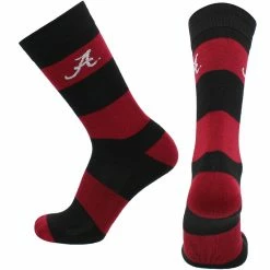 TCK All Schools Alabama Crimson Tide Socks Game Day Striped Crew Socks