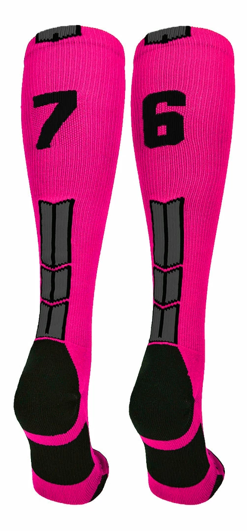 Best Sale ๐ MadSportsStuff โพ Baseball ๐งฆ Socks Neon Pink And Black Player ID Custom Number Over The Calf ๐งฆ Socks For ๐ฅ Softball โพ Baseball Football Boys And ๐ง Girls โจ 32 MadSportsStuff Baseball Socks Neon Pink And Black Player ID Custom Number Over The Calf Socks For Softball Baseball Football Boys And Girls
