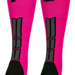 MadSportsStuff Baseball Socks Neon Pink And Black Player ID Custom Number Over The Calf Socks For Softball Baseball Football Boys And Girls