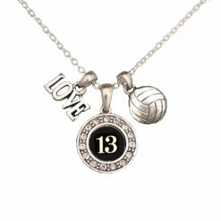 MadSportsStuff Jewelry Girls Volleyball Necklace With Jersey Number (Available In 39 Numbers)