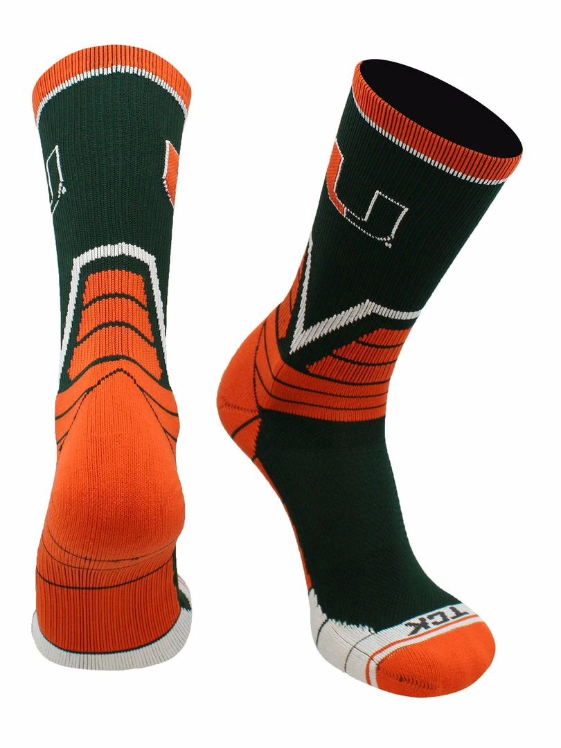 Best Pirce 🎉 TCK Miami Hurricanes 🧦 Socks Victory Crew All Schools 🔔 6 TCK Miami Hurricanes Socks Victory Crew All Schools