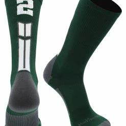 MadSportsStuff Dark Green Player ID Custom Number Crew Socks For Basketball Lacrosse Volleyball Boys And Girls
