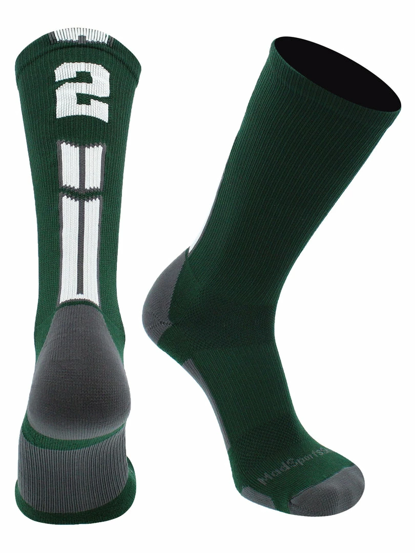 Buy โ๏ธ MadSportsStuff Dark Green Player ID Custom Number Crew ๐งฆ Socks For ๐ Basketball Lacrosse Volleyball Boys And ๐ง Girls ๐ 2 MadSportsStuff Dark Green Player ID Custom Number Crew Socks For Basketball Lacrosse Volleyball Boys And Girls