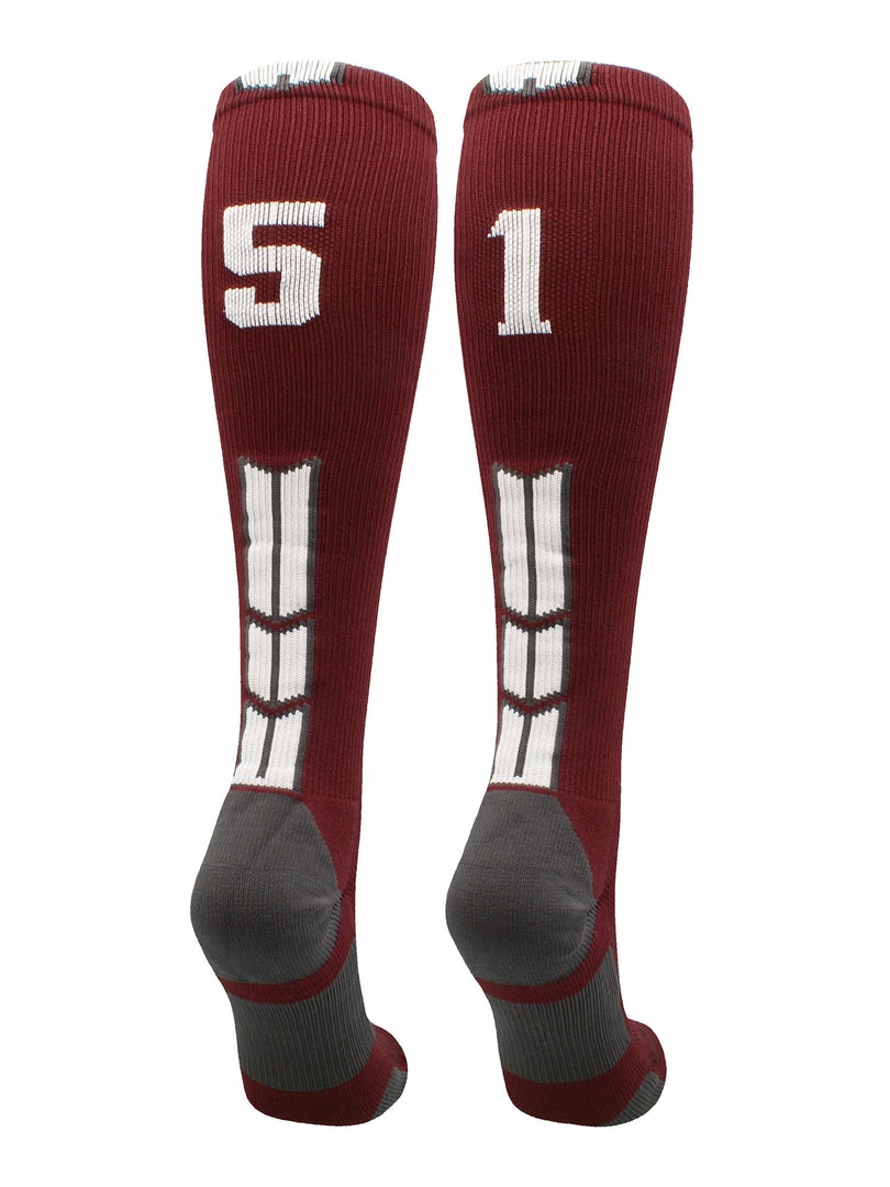 Best Sale ๐ MadSportsStuff ๐ฅ Softball ๐งฆ Socks Maroon Player ID Custom Number Over The Calf ๐งฆ Socks For ๐ฅ Softball โพ Baseball Football Boys And ๐ง Girls ๐คฉ 29 MadSportsStuff Softball Socks Maroon Player ID Custom Number Over The Calf Socks For Softball Baseball Football Boys And Girls
