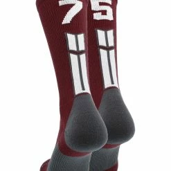 MadSportsStuff Maroon Player ID Custom Number Crew Socks For Basketball Lacrosse Volleyball Boys And Girls Volleyball Socks