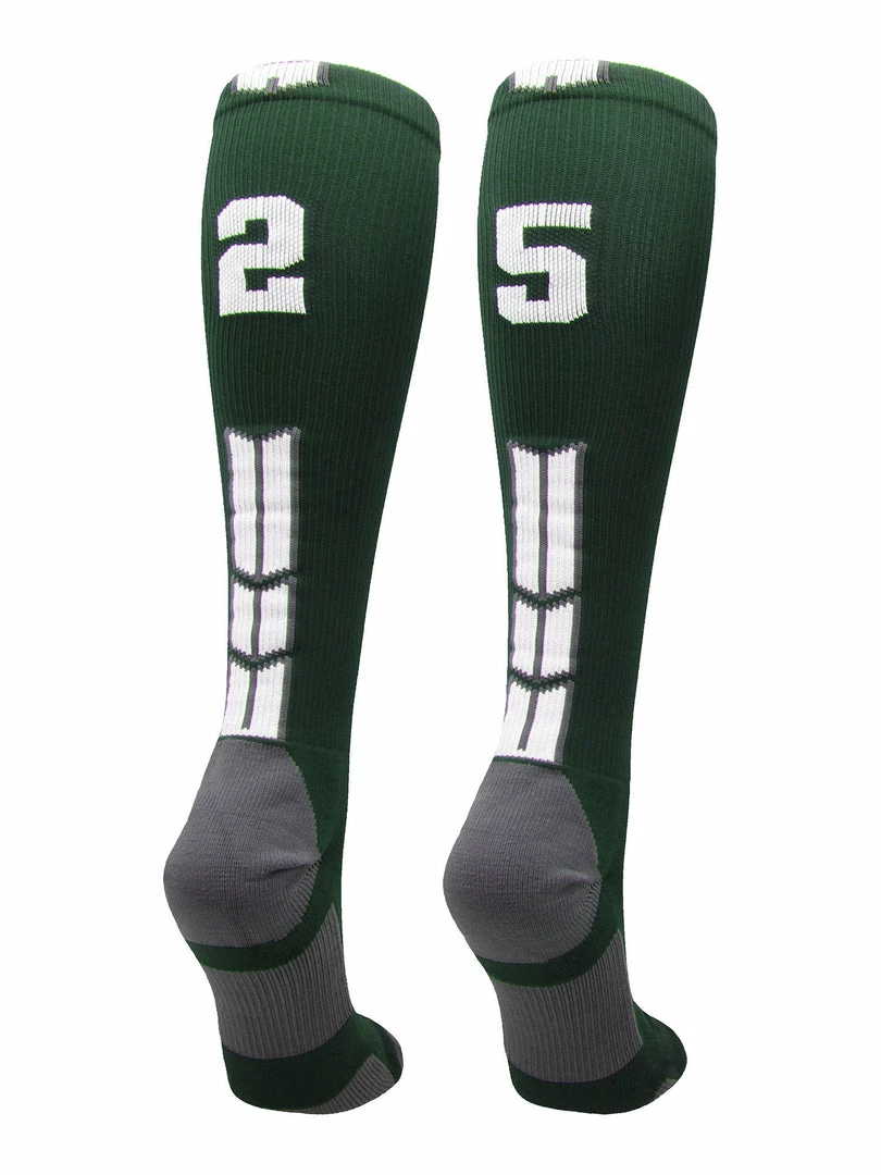 Hot Sale โ๏ธ MadSportsStuff Dark Green Player ID Custom Number Over The Calf ๐งฆ Socks For ๐ฅ Softball โพ Baseball Football Boys And ๐ง Girls ๐ 82 MadSportsStuff Dark Green Player ID Custom Number Over The Calf Socks For Softball Baseball Football Boys And Girls