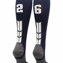 MadSportsStuff Navy Player ID Custom Number Over The Calf Socks For Softball Baseball Football Boys And Girls Softball Socks