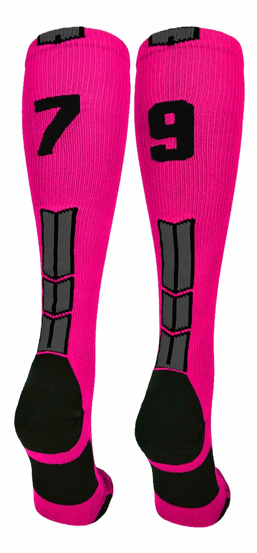 Discount ๐ฅ MadSportsStuff Neon Pink And Black Player ID Custom Number Over The Calf ๐งฆ Socks For ๐ฅ Softball โพ Baseball Football Boys And ๐ง Girls โพ Baseball ๐งฆ Socks ๐ 51 MadSportsStuff Neon Pink And Black Player ID Custom Number Over The Calf Socks For Softball Baseball Football Boys And Girls Baseball Socks