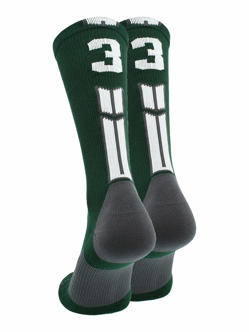 Buy โ๏ธ MadSportsStuff Dark Green Player ID Custom Number Crew ๐งฆ Socks For ๐ Basketball Lacrosse Volleyball Boys And ๐ง Girls ๐ 96 MadSportsStuff Dark Green Player ID Custom Number Crew Socks For Basketball Lacrosse Volleyball Boys And Girls