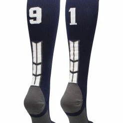 MadSportsStuff Navy Player ID Custom Number Over The Calf Socks For Softball Baseball Football Boys And Girls Softball Socks