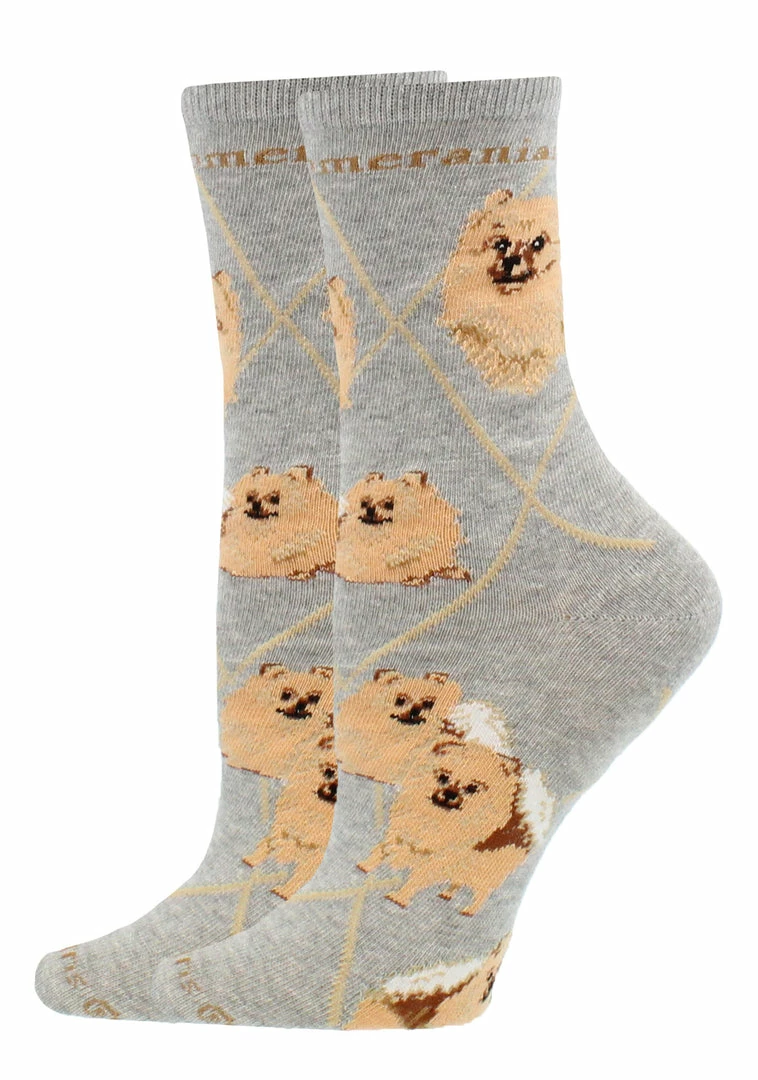 Coupon ⭐ WHD Pomeranian 🧦 Socks For 👩 Women Gift For 🐶 Dog Lovers Crazy 🧦 Socks - Crew ✨ 2 WHD Pomeranian Socks For Women Gift For Dog Lovers Crazy Socks - Crew