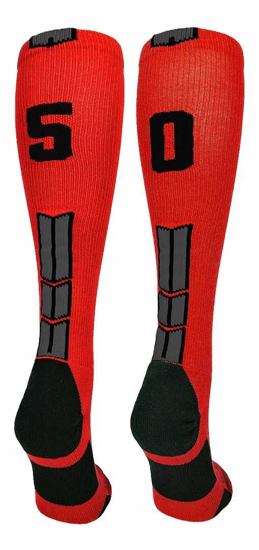 New ๐ MadSportsStuff Red And Black Player ID Custom Number Over The Calf ๐งฆ Socks For ๐ฅ Softball โพ Baseball Football Boys And ๐ง Girls โพ Baseball ๐งฆ Socks ๐ 55 MadSportsStuff Red And Black Player ID Custom Number Over The Calf Socks For Softball Baseball Football Boys And Girls Baseball Socks