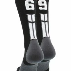 MadSportsStuff Black Player ID Custom Number Crew Socks For Basketball Lacrosse Volleyball Boys And Girls Volleyball Socks