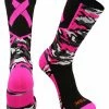 TCK Basketball Socks Woodland Camo Breast Cancer Awareness Crew Socks