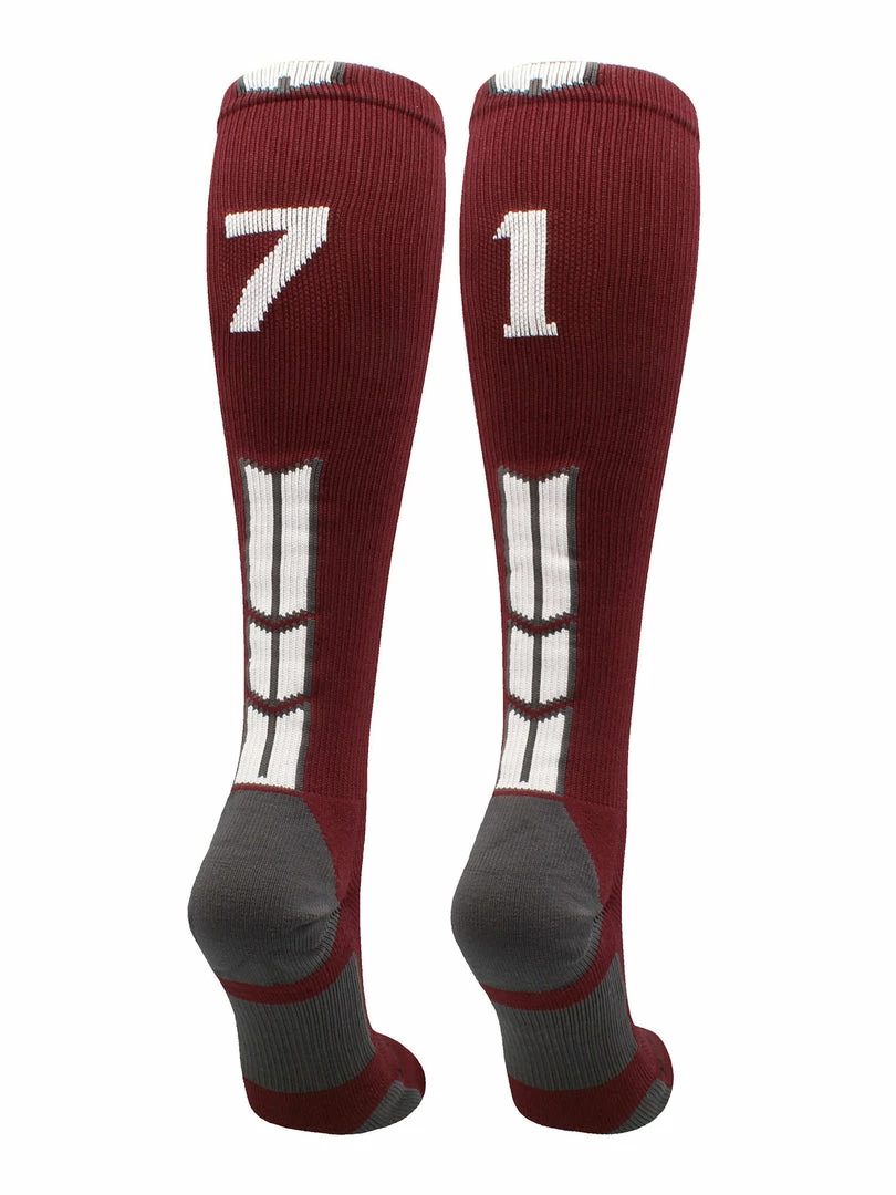 Best Sale ๐ MadSportsStuff ๐ฅ Softball ๐งฆ Socks Maroon Player ID Custom Number Over The Calf ๐งฆ Socks For ๐ฅ Softball โพ Baseball Football Boys And ๐ง Girls ๐คฉ 8 MadSportsStuff Softball Socks Maroon Player ID Custom Number Over The Calf Socks For Softball Baseball Football Boys And Girls