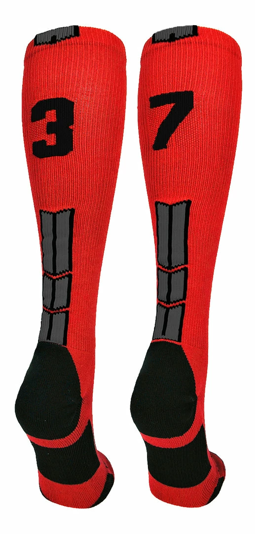 New ๐ MadSportsStuff Red And Black Player ID Custom Number Over The Calf ๐งฆ Socks For ๐ฅ Softball โพ Baseball Football Boys And ๐ง Girls โพ Baseball ๐งฆ Socks ๐ 94 MadSportsStuff Red And Black Player ID Custom Number Over The Calf Socks For Softball Baseball Football Boys And Girls Baseball Socks