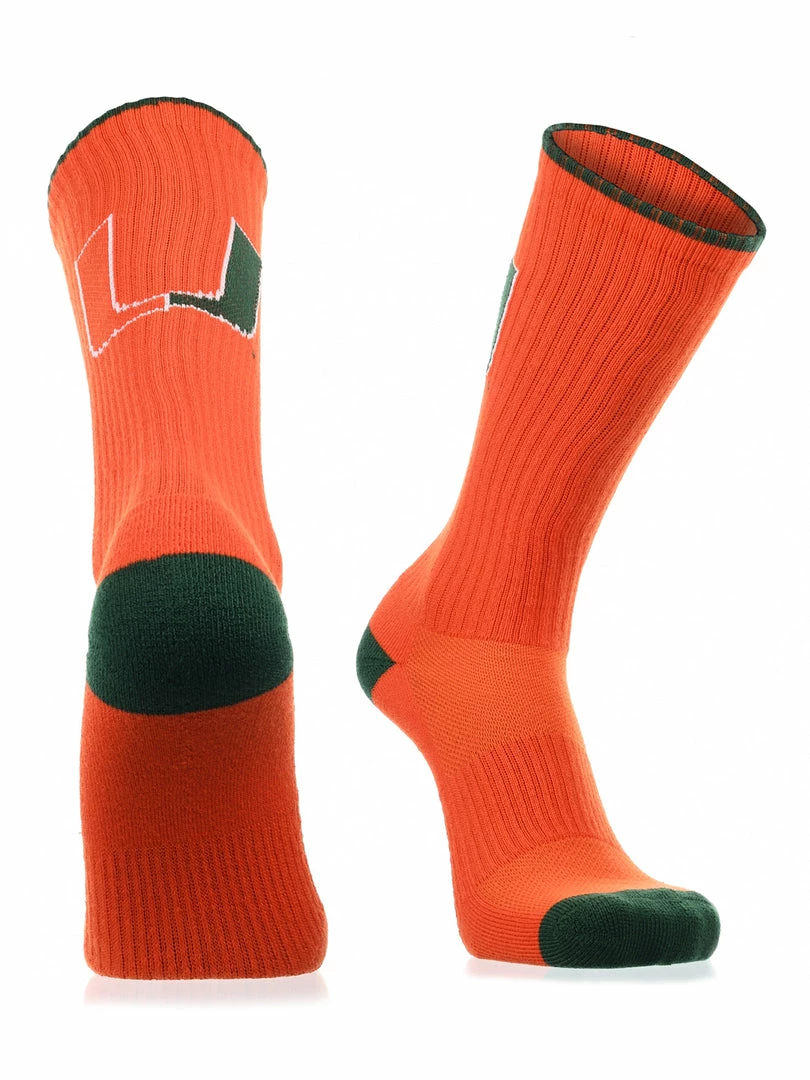 Outlet โ TCK Miami Hurricanes ๐งฆ Socks Campus Legend Crew Length All Schools ๐ 1 TCK Miami Hurricanes Socks Campus Legend Crew Length All Schools