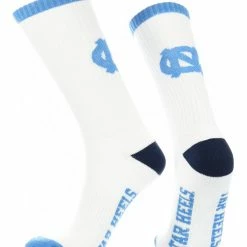 TCK North Carolina Tar Heels Socks Basic Crew White Socks All Schools