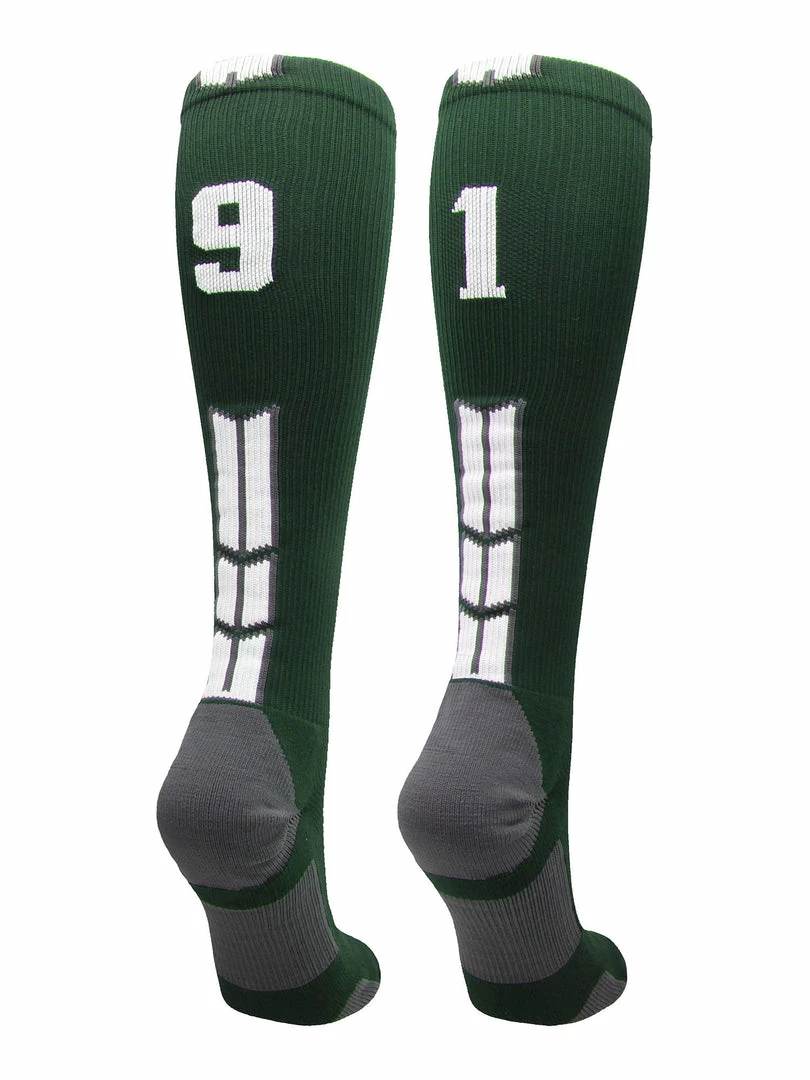 Hot Sale โ๏ธ MadSportsStuff Dark Green Player ID Custom Number Over The Calf ๐งฆ Socks For ๐ฅ Softball โพ Baseball Football Boys And ๐ง Girls ๐ 39 MadSportsStuff Dark Green Player ID Custom Number Over The Calf Socks For Softball Baseball Football Boys And Girls