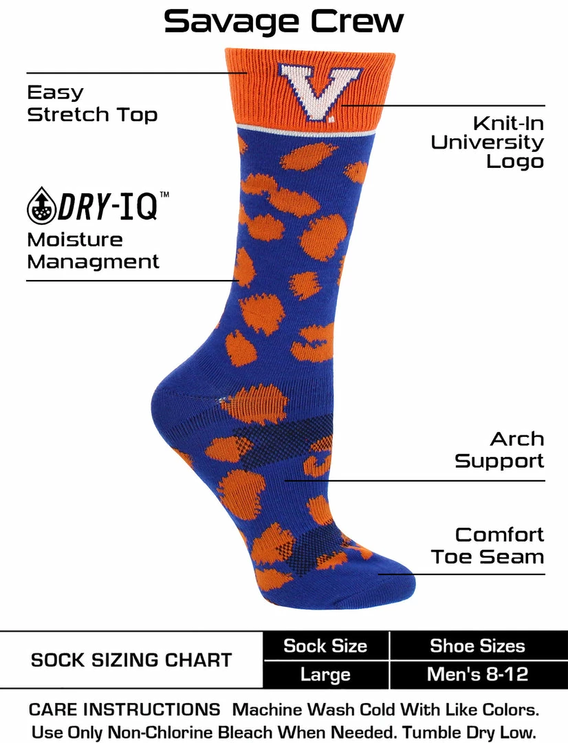 Hot Sale ๐ TCK Virginia Cavaliers ๐งฆ Socks ๐ฉ Womens Savage Crew ๐งฆ Socks ๐ 3 TCK Virginia Cavaliers Socks Womens Savage Crew Socks