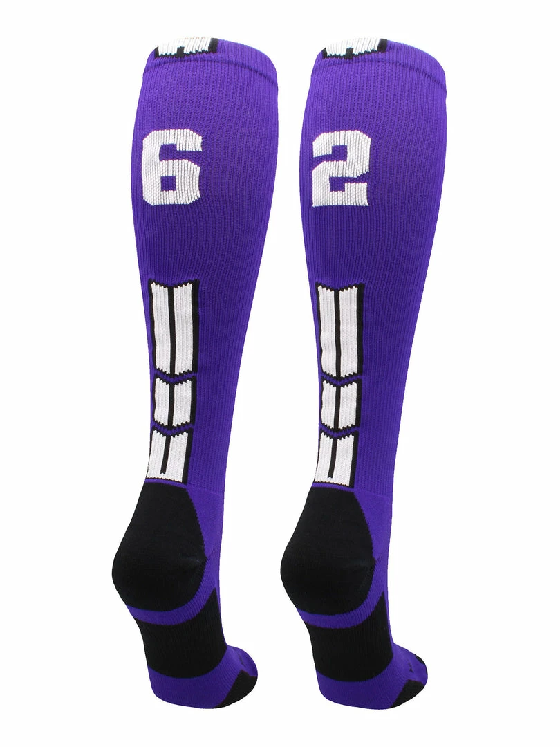 New โ๏ธ MadSportsStuff Purple Player ID Custom Number Over The Calf ๐งฆ Socks For ๐ฅ Softball โพ Baseball Football Boys And ๐ง Girls ๐ 18 MadSportsStuff Purple Player ID Custom Number Over The Calf Socks For Softball Baseball Football Boys And Girls