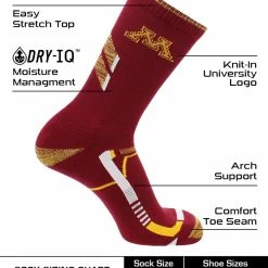 TCK Minnesota Golden Gophers Socks University Of Minnesota Golden Gophers Champion Crew Socks All Schools